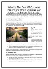 What Is The Cost Of Customs Paperwork When Shipping Car Across The Border To Canada.doc